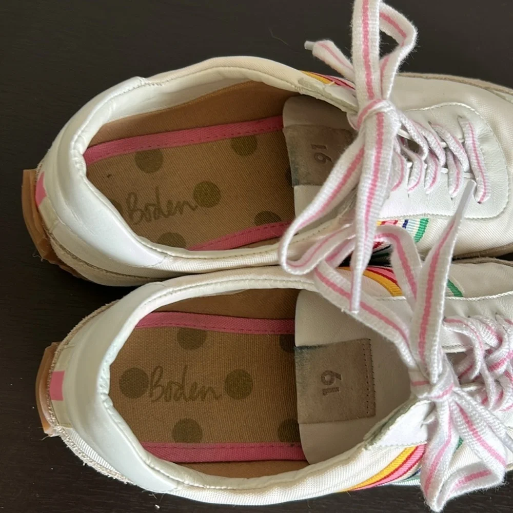 BODEN Striped Runner Trainers Tennis Shoe Sneaker Rainbow Sneaker Sz 38 US 7